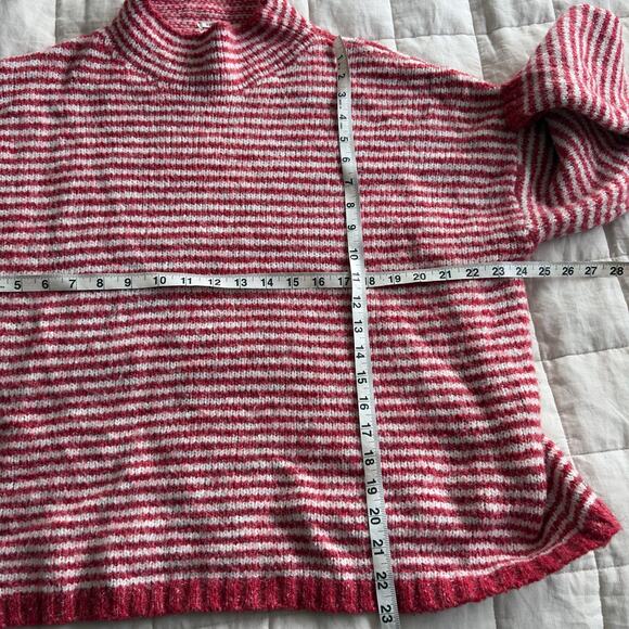 Anthropologie Striped FunnelNeck Sweater Linnea Wool Blend XL Cabincore Nautical - Picture 5 of 7